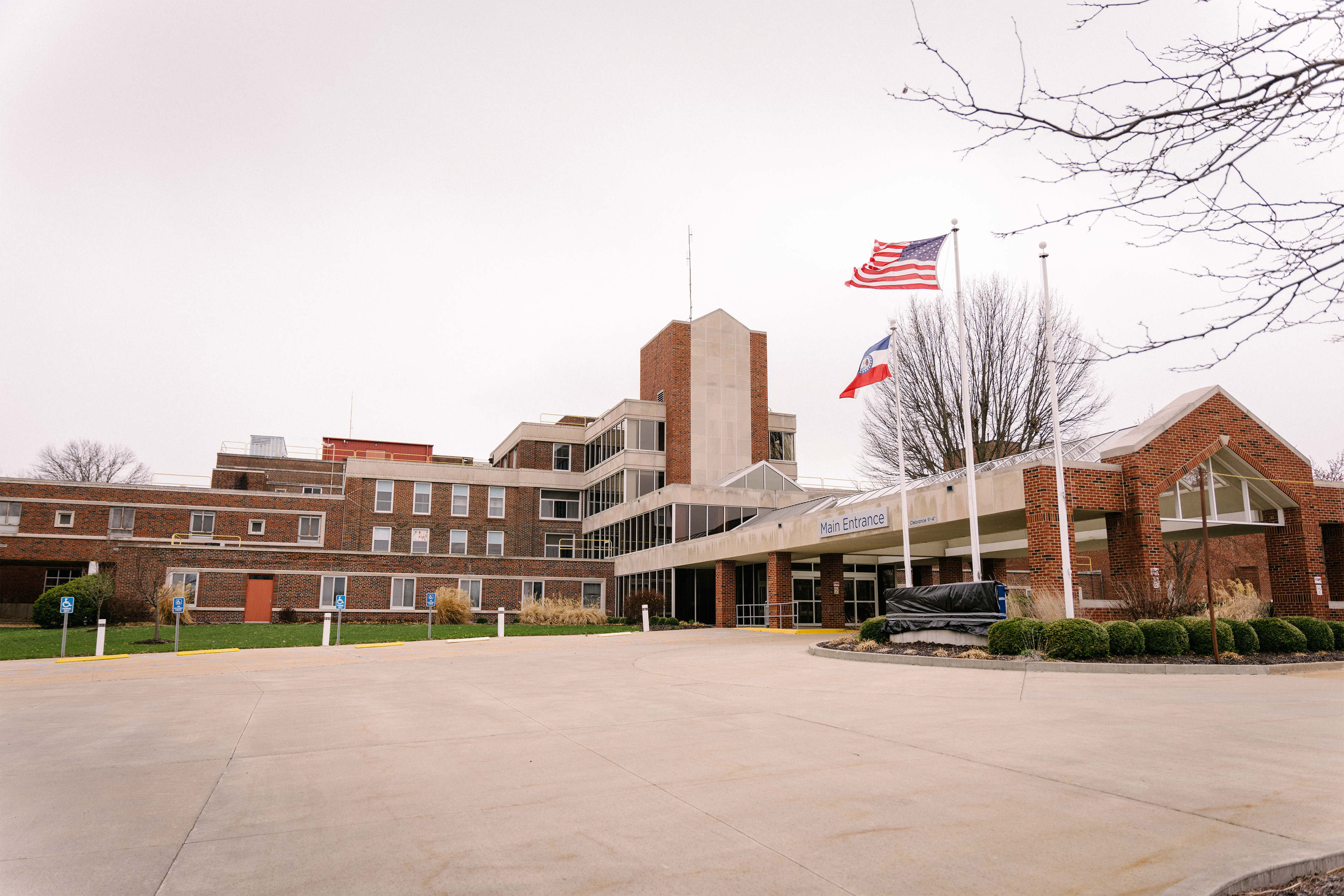 A wide shot shows Audrain Community Hospital.